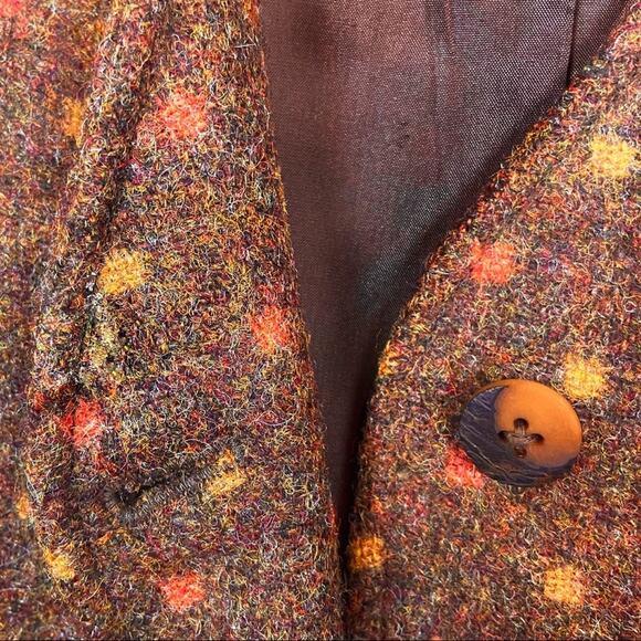 Lands’ End Vest Waistcoat 100% Wool Brown Orange Yellow Button Front Vintage - Picture 4 of 12